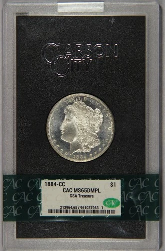 1884-CC Carson City Morgan Silver Dollar CAC MS65 DMPL GSA Treasure $1