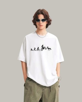 Human Evolution Of Man Biker T-Shirt, lustiges Motorrad Rollstuhl Grafik Shirt