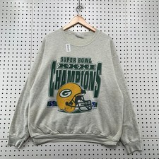 Vintage 90s Green Bay Packers SUPER BOWL Crewneck Sweatshirt XL Gray 1997 USA
