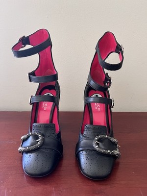 NEW Gucci Queercore Crystal Embellish Brogue Snake Heel Pumps Size
