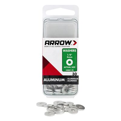 Arrow Fastener WA1/8 Aluminum Washers, 1/8-Inch, 30-Count