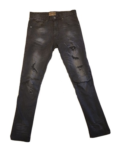 Black Distressed Denim Blue Jean Size 