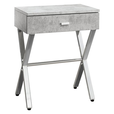 Lties I Night Stand Accent Table 22.00 X 12.00 X 18.00'' Grey Cement/chro