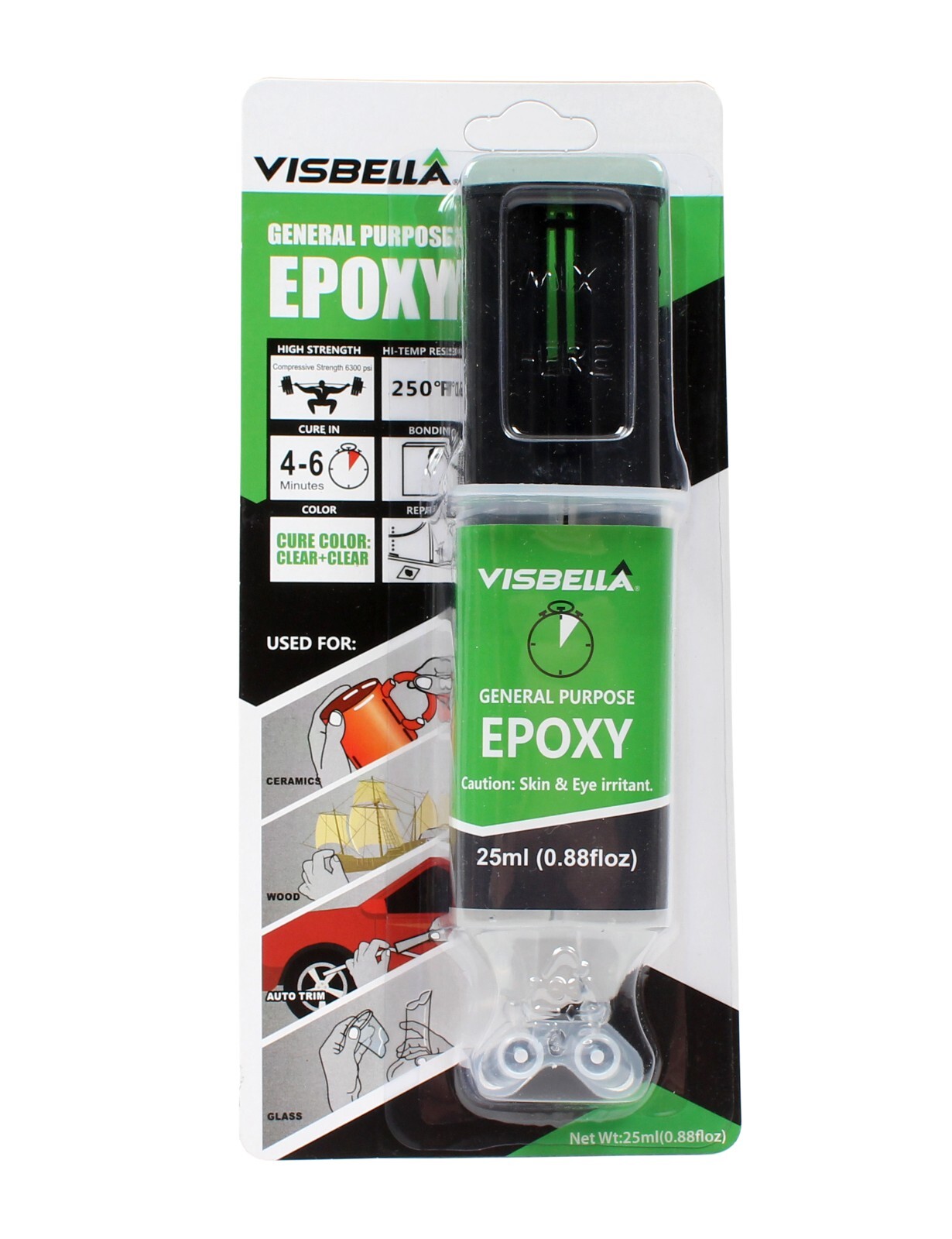 Visbella Epoxy(AB) Glue. Set in 5 min. Water-resistant, Will not shrink