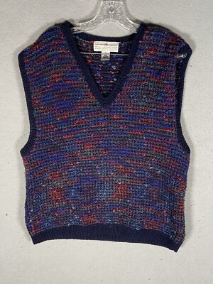 Vintage The Peruvian Connection 100% Merino Wool Hand Knit Vest Women s L