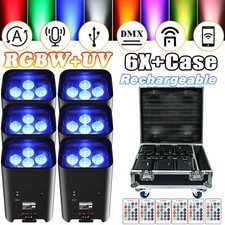 6x18W RGBWA UV LED PAR Stage Light Rechargeable Battery DJ Light Wireless APP