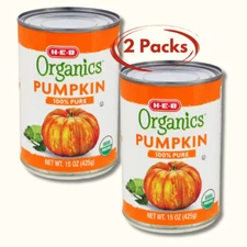 H‑E‑B Organics Solid Pack Pumpkin 15oz - PACK OF 2 -  FREE SHIPPING
