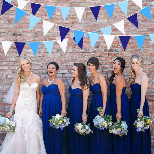 10M/32Ft Royal Blue Party Decorations Triangle Flag Pennant Bunting Fabric Ga... - Picture 3 of 6
