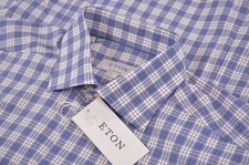 NWT Current Eton Size US 40 15.75 Medium Contemporary Blue White Shirt Brand New