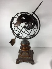 16" Vintage  World Globe Sphare Arrow Metal & Resin Stand Armillar Style 