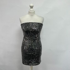 Urban Outfitters Ariel Sequin Bandeau Mini Dress. Black/Silver. Medium. RRP £46