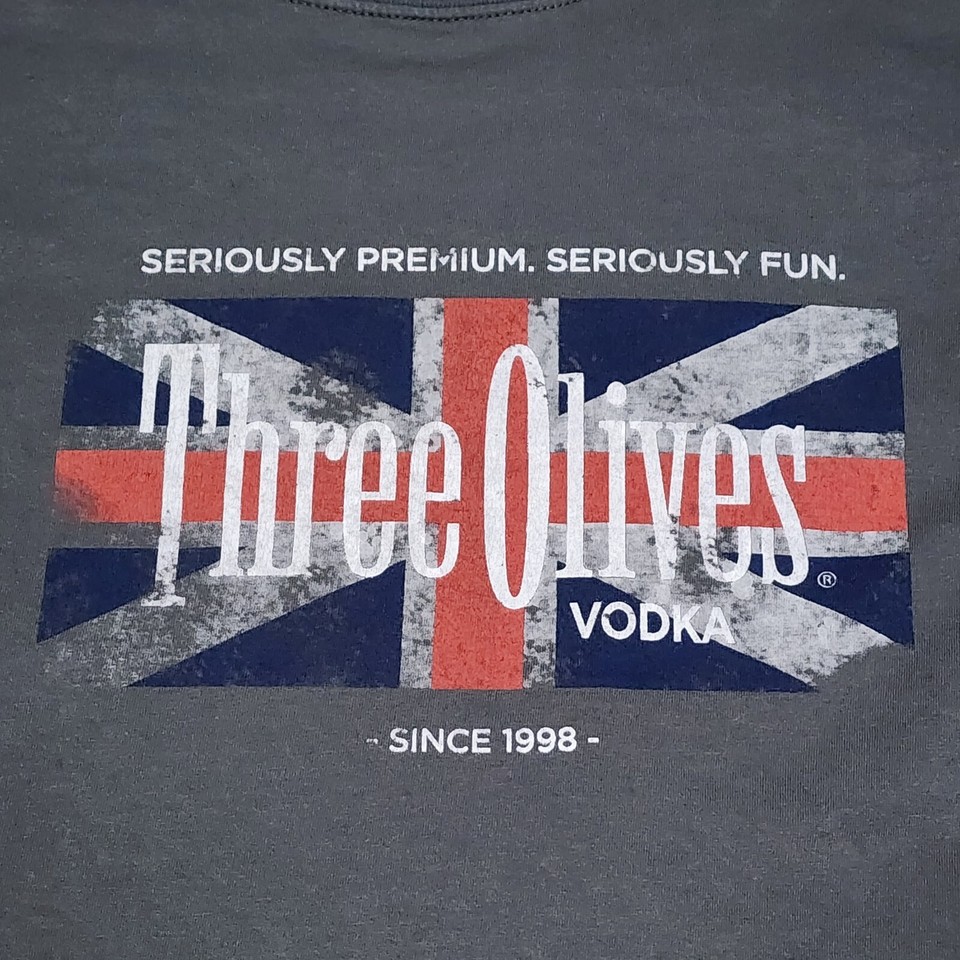 Three Olives Raspberry Vodka Three Olives Vodka Shirt Mens Size Large Gray Alcohol UK Promo ...