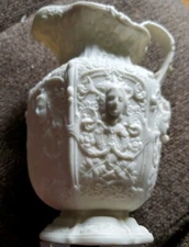 ANTIQUE Copeland Parianware Renaissance Revival 7 in Jug Face Medallion  Pitcher