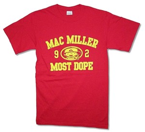 red shirt with yellow print