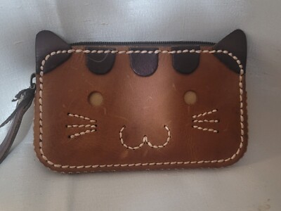 Cat Wristlet wallet Brown Cute Kitty 