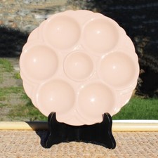 Ancienne assiette à coquillages / huîtres Sarreguemines Digoin rose poudré