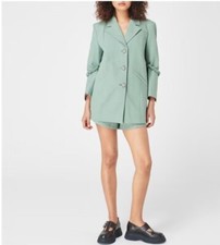 Ganni Scrunch Blazer Green Bay Uk S/m Rrp £395 #c17