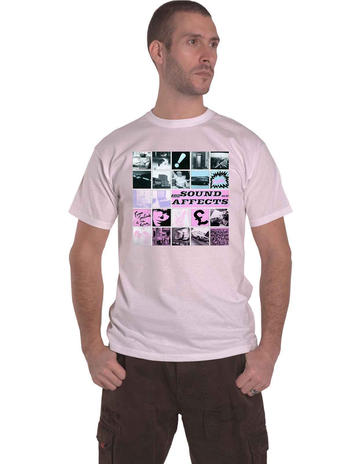 Official Mens White Jam T-Shirt with Sound Affects Album Cover Band Logo