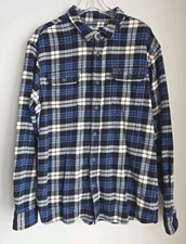 Orvis Men  s XL Long Sleeve Blue Flannel Heavy Weight Shirt Jacket Cotton
