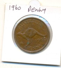 Australia: 1960 Queen Elizabeth 11 Penny 1d Y. Perth Mint