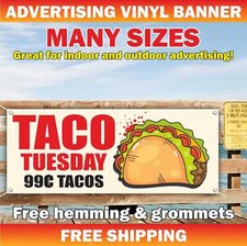 TACO TUESDAY Advertising Banner Vinyl Mesh Sign Mexican Quesadilla Burrito Food