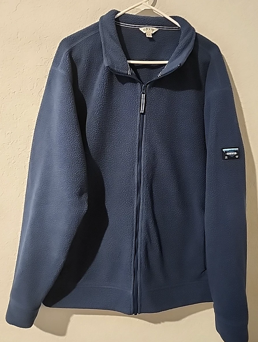 Orvis Men's Full-Zip Fleece Jacket Blue Size XL Outdoor Warm VT...