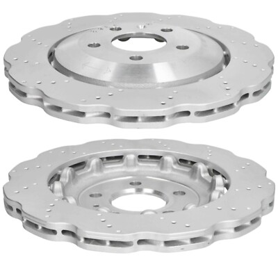 SHW Performance Rear Brake Discs Vented 330x22mm X2 Wavy For Audi RS4 B8 Avant