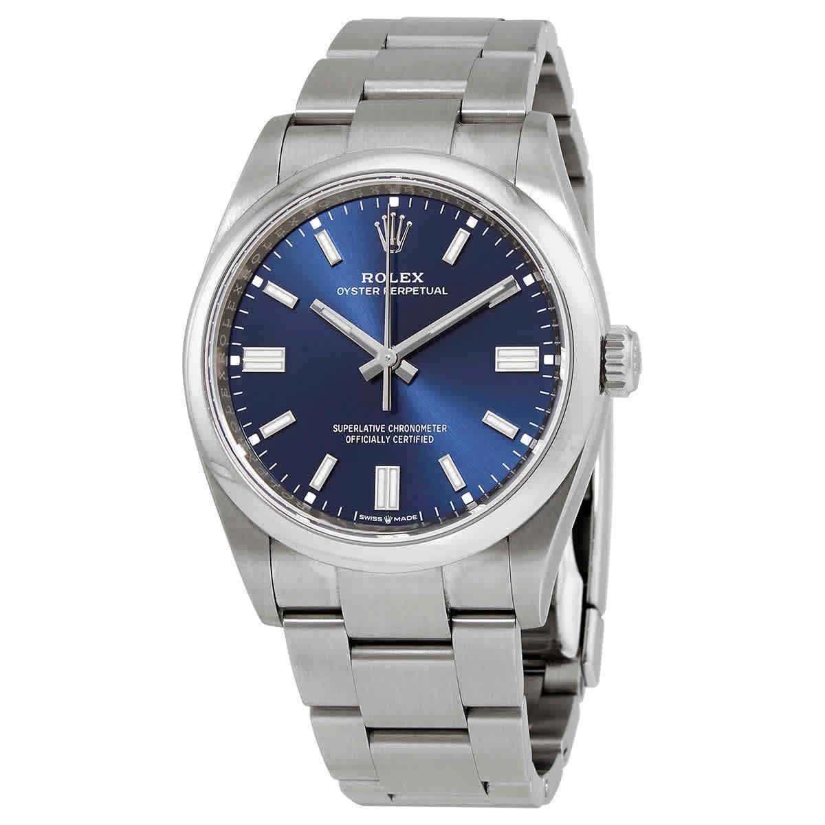 Мужские часы Rolex Oyster Perpetual с автоматическим хронометром и синим циферблатом 126000BLSO