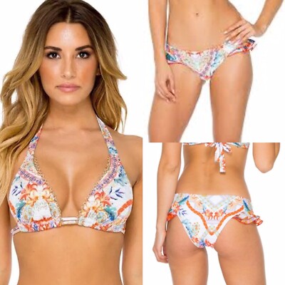 NWT $198 Sz XL  LULI FAMA MERENGUITO Halter Top & Ruffle Sided Bottom