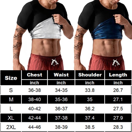Men Sauna Sweat Shirt Workout Sport Compression Top Vest Trimmer Body Shaper US - Picture 30 of 42
