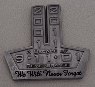 9/11 10 YEAR DECADE OF REMEMBRANCE WE WILL NEVER FORGET WTC Challenge Coin