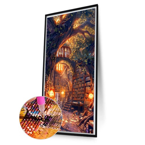 5D DIY Full Square Drill Diamond Painting Bookstore Kit Home Decor Art ...