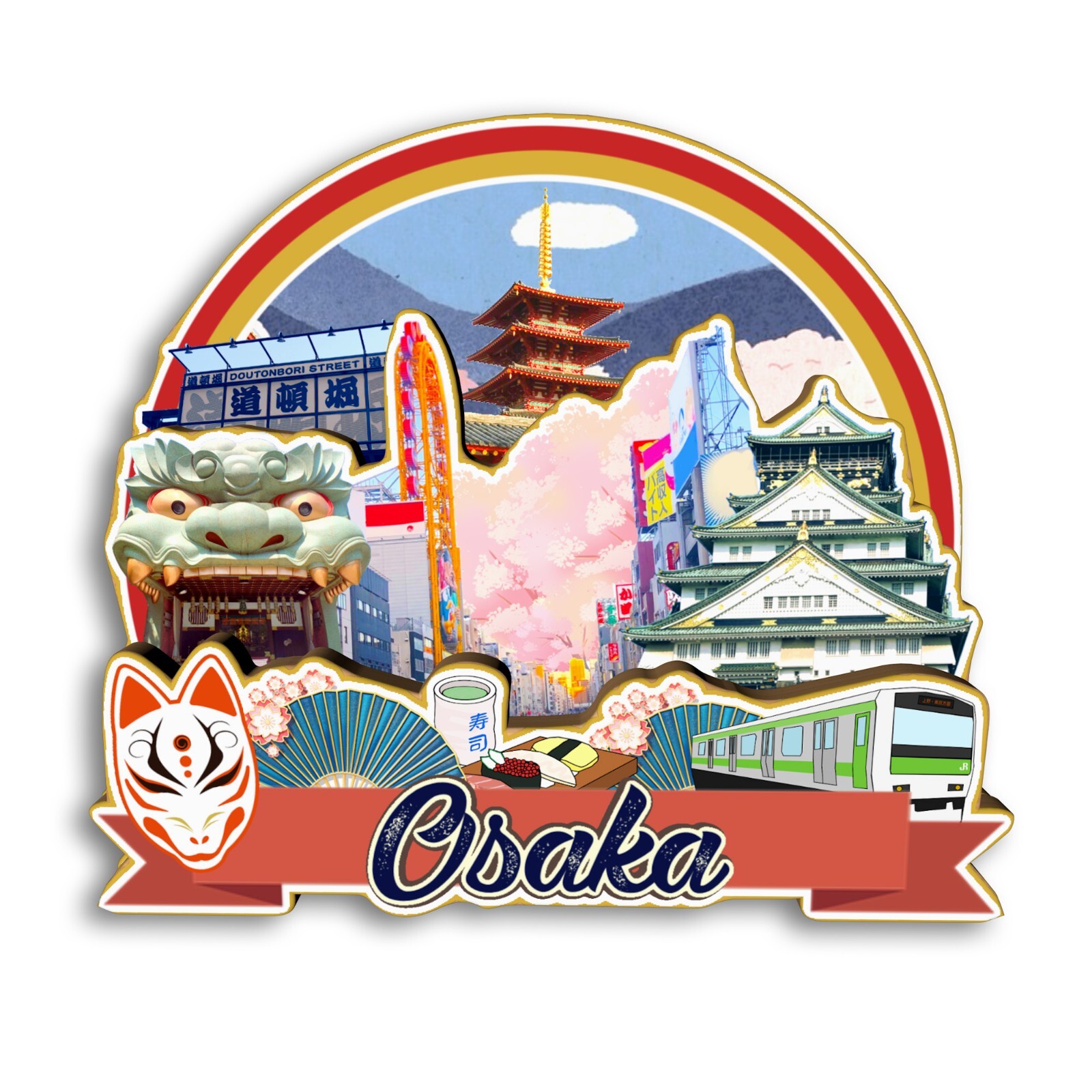 Osaka Japan Refrigerator magnet 3D travel souvenirs wood