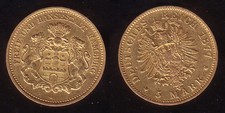 5 Mark Gold Hamburg 1877 J
