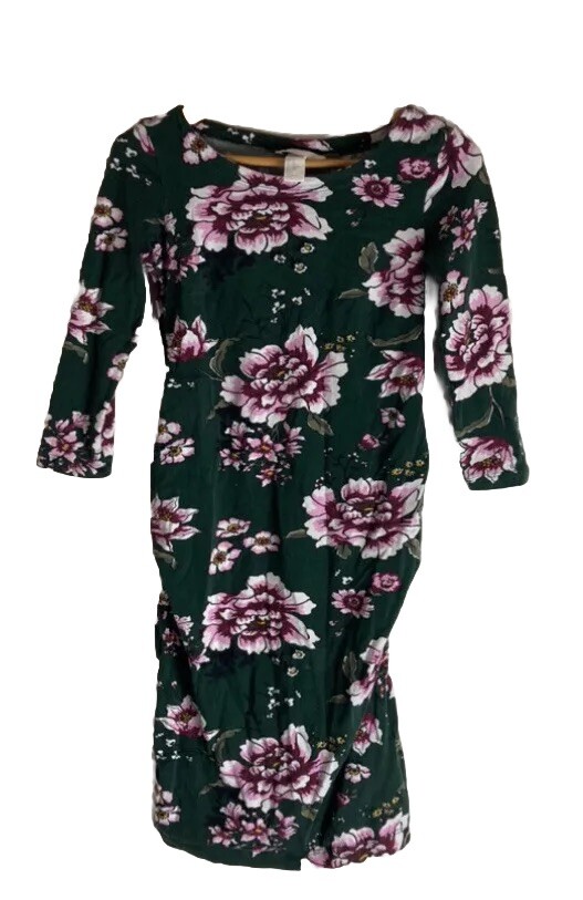 h and m dark green dress & Mama Maternity Floral Mini Tunic XS DressLength: mid_length