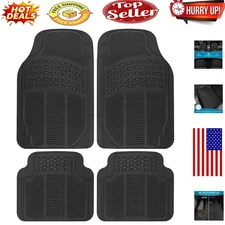 All-Weather 4-Piece Rubber Car Floor Mats for Universal Fit & Maximum Protection