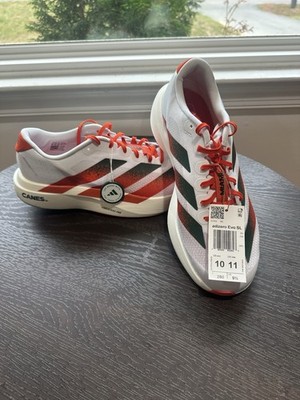 adidas adizero Evo SL Miami Hurricanes Running Shoes White Orange Green 10