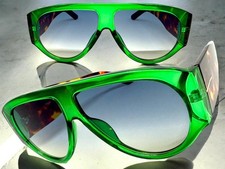 Oversize Vintage Retro Style SUNGLASSES Large Super Thick Green  Tortoise Frame
