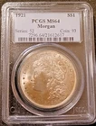 1921 $1 Morgan Silver Dollar PCGS MS64