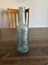 Antique Aqua Color Glass Bottle Lea & Perrins 1877-1922 John Duncan & Sons