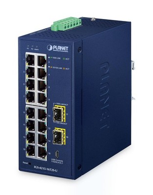Planet W128312456 IGS-4215-16T2S-U IP30 Industrial L2/L4 16-Port  10/100/100 ~E~