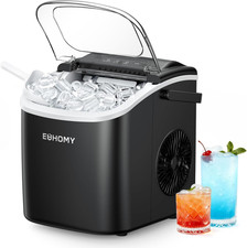 EUHOMY Countertop Ice Maker Machine with Handle, 26Lbs 24Hrs, 9 Ice Cubes Ready