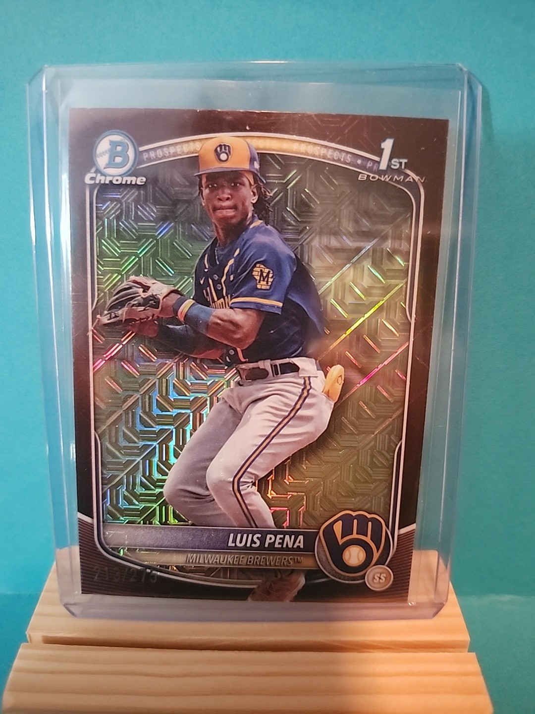 2025 Bowman Chrome Prospects Mojo  Luis Pena #BCP-38 1st Milwaukee Brewers/275