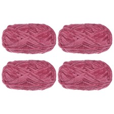 4pcs Velvet Yarn Soft Chenille Yarn 4x100g/14.1oz 347yds Hot Pink