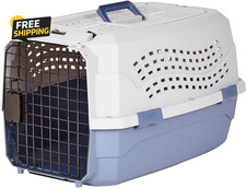 2-Door Top-Load Hard-Sided Dogs, Cats Pet Travel Carrier, Gray  Blue, 22.8"L