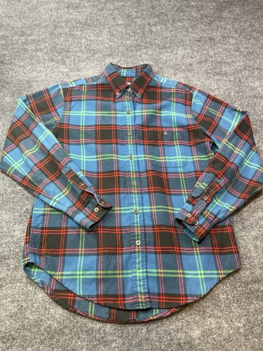 Lands' End, Lands' End Women's Green/Red Flannel Long Sleeve Shirt Small
