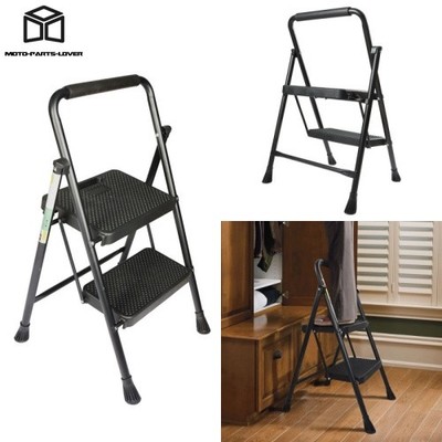 2 Step Ladder Retractable Handgrip Folding Step Stool with Anti-Slip