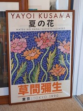 Yayoi Kusama, Summer Flowers, Tokyo Exhibition Poster, Framed, H70xW50cm