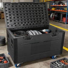 ATA Cable Trunk Road Case Utility Road Trunk Flight Case w/ Wheels for Transport