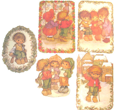 5 Mary Hamilton Tiny Tim Christmas Die Cut Out Cardboard 70s Vintage Hallmark C4